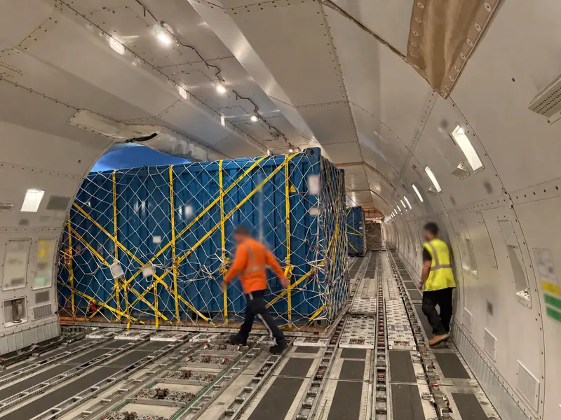 Cargo secured inside the aircraft hold