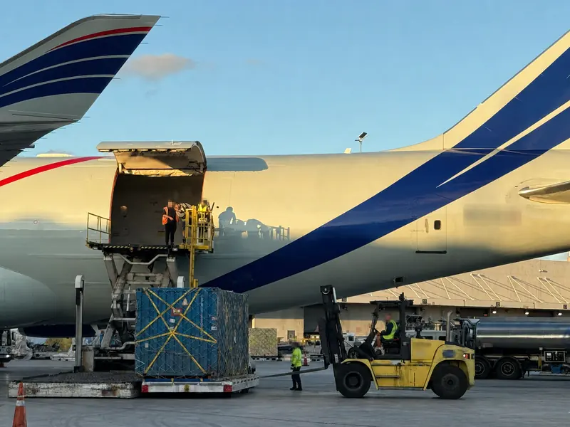 Specialized cargo loading on the airport ramp