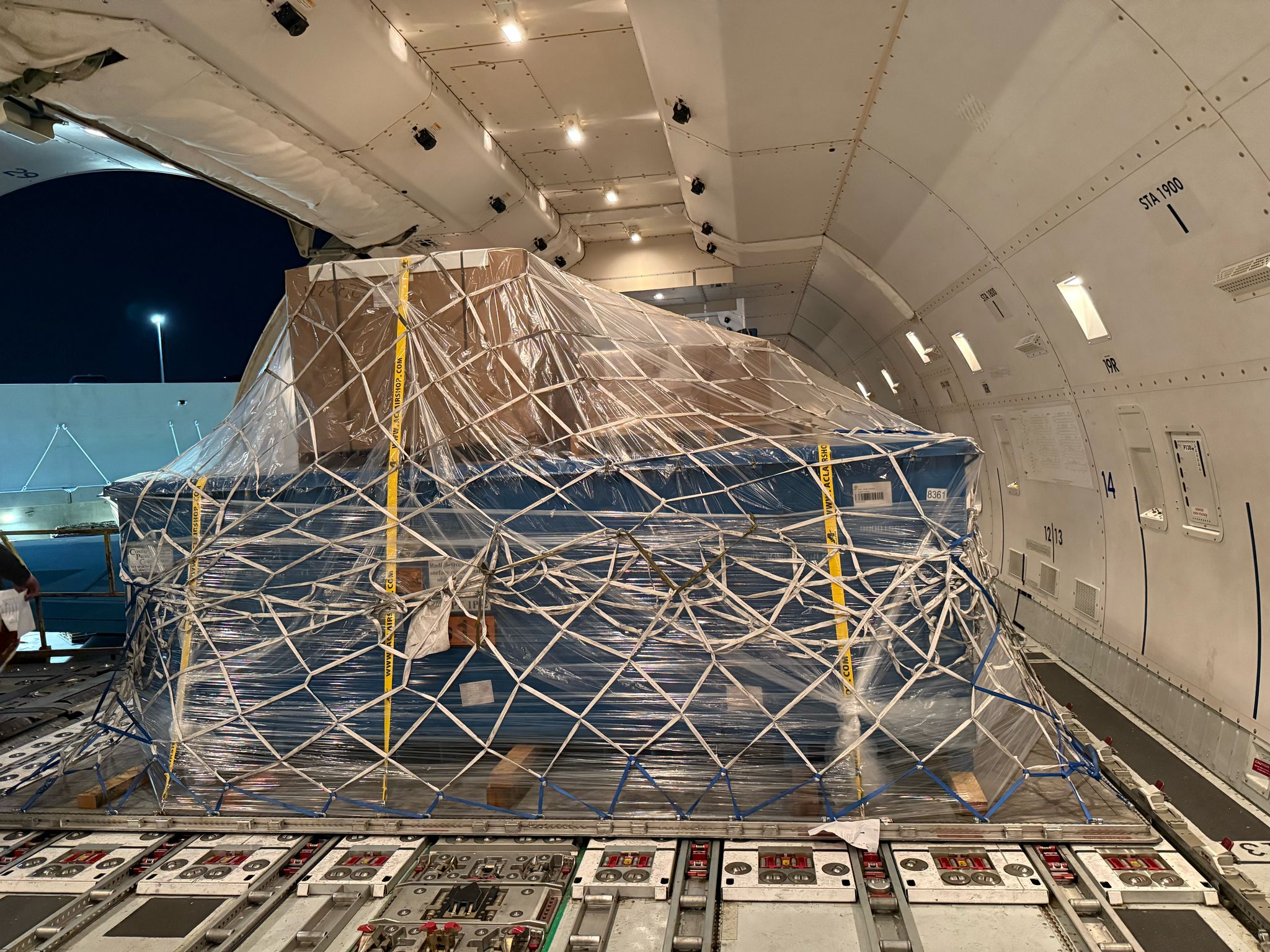 Cargo secured on platform