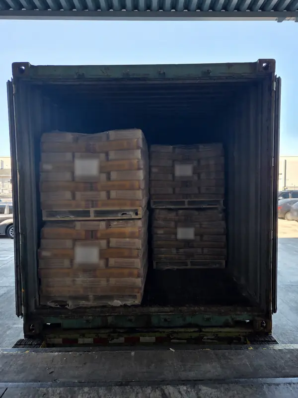 Palletized cargo loaded for ocean transport