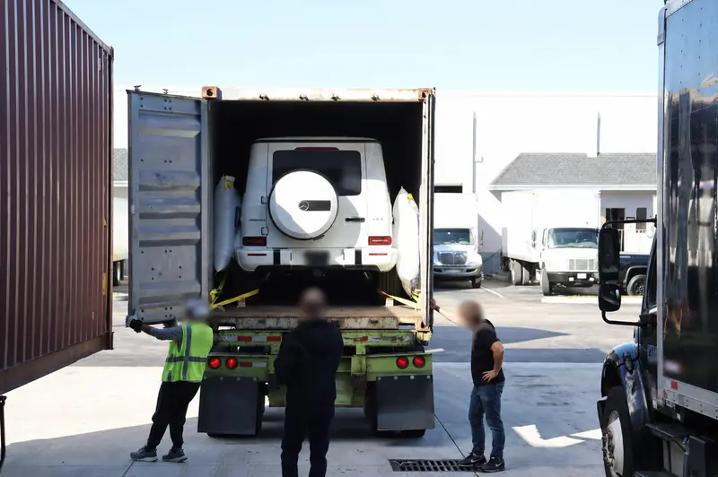 Vehicle container prepared for maritime shipping
