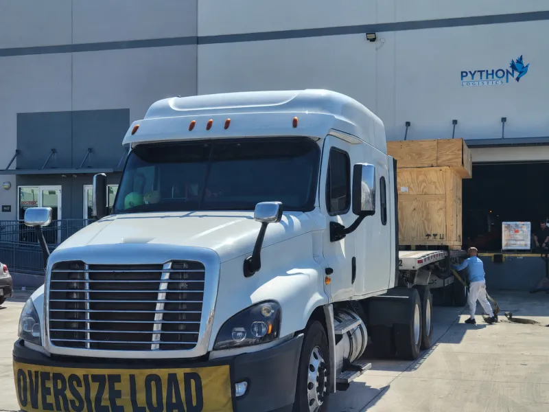 Oversize load with crated cargo
