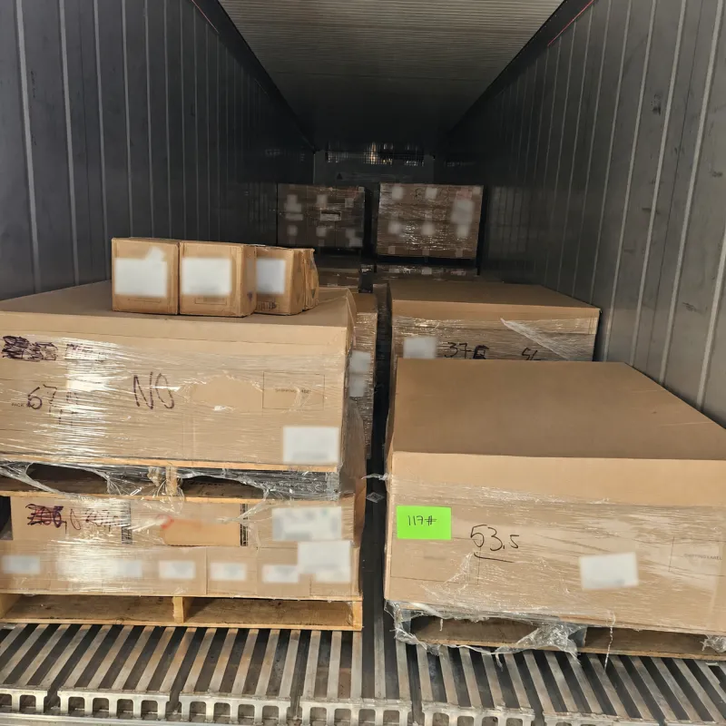 Palletized cargo secured for transit