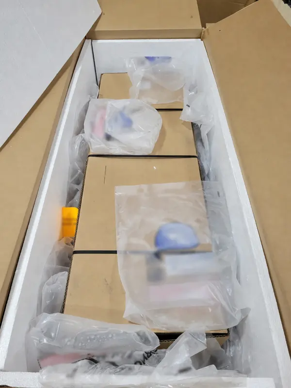 Cold-chain shipment packed with temperature-control materials