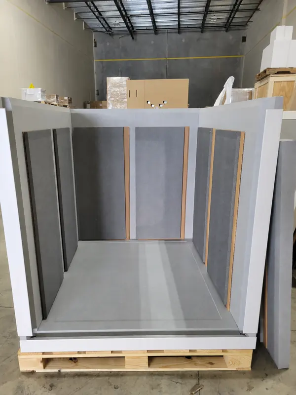 Insulated protective crate prepared for packing