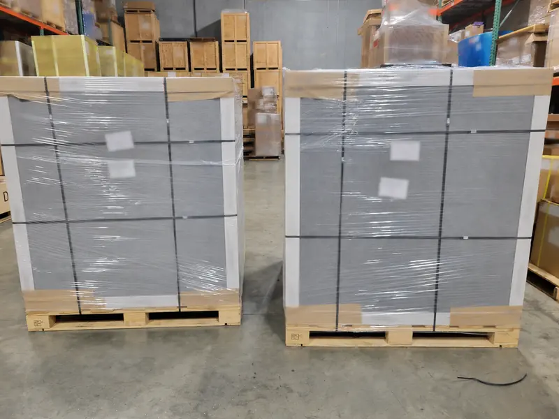 Insulated pallets secured and ready for dispatch