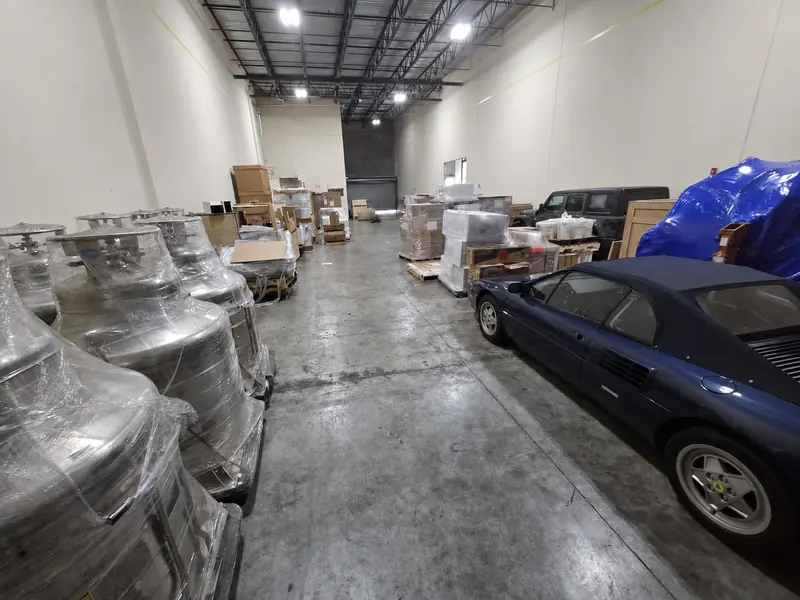 Specialized cargo and vehicles stored in our warehouse